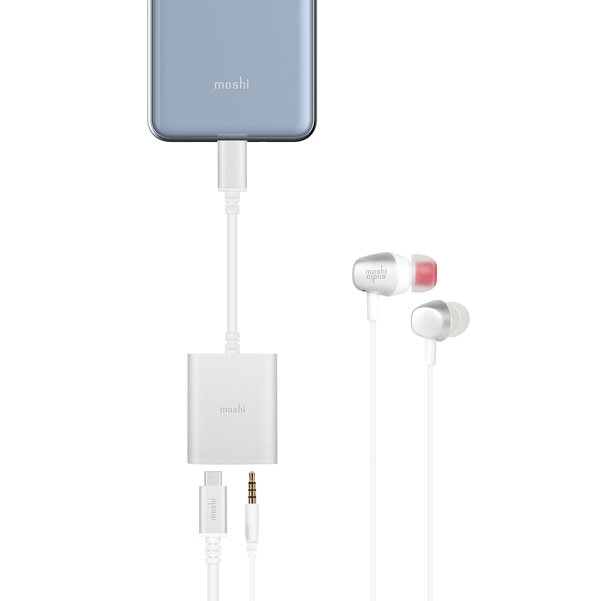 Moshi - USB-C Digital Audio Adapter with Charging - Silver